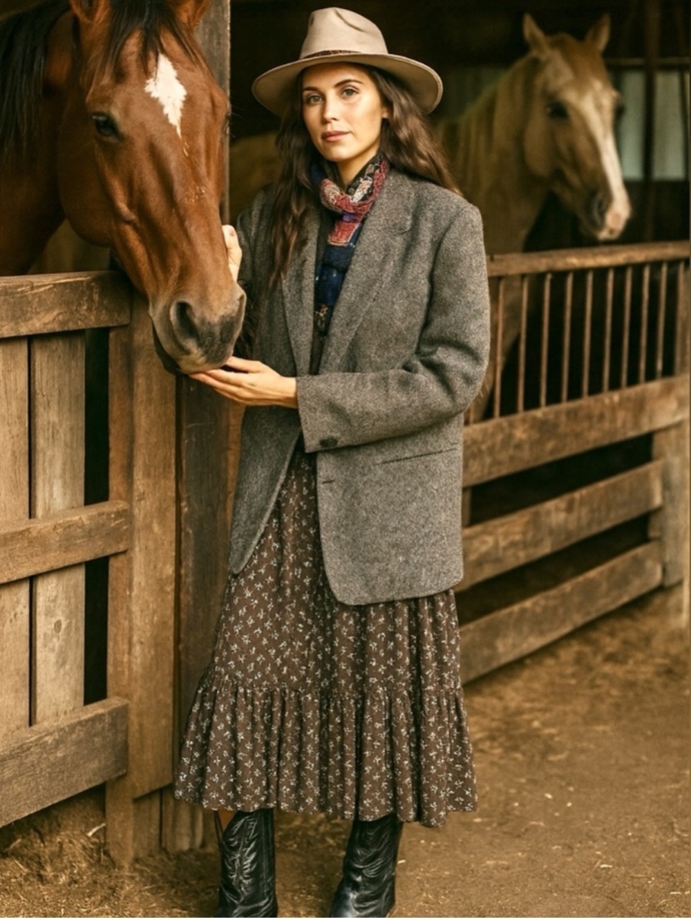 Irish BOYFRIEND BLAZER REAL MAGEED Donegal tweed wool blazer W equestrian vibe